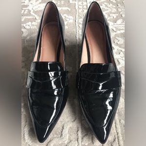 Halogen black patent leather loafers, size 9.5